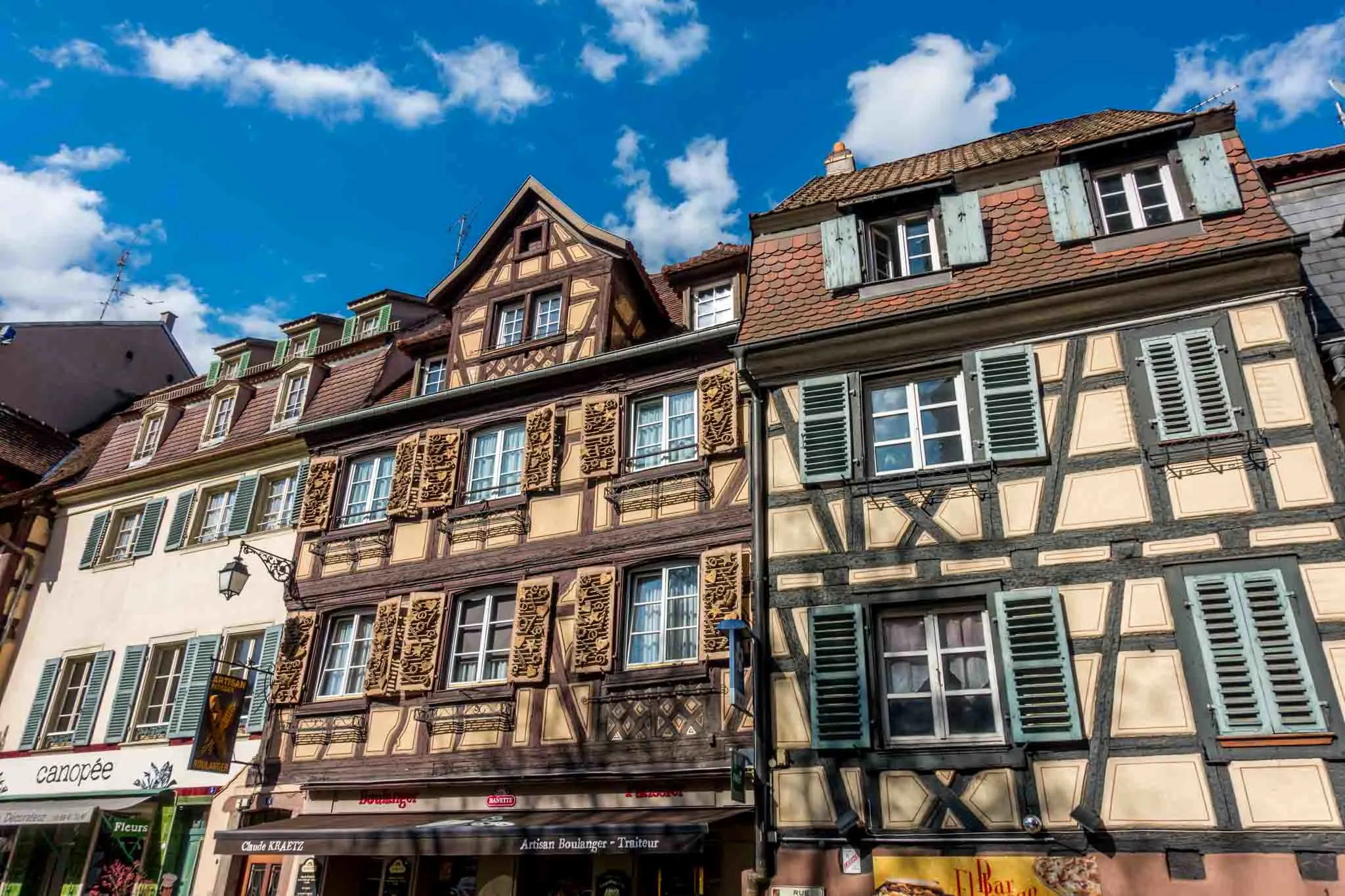 Half-timbered buildings.