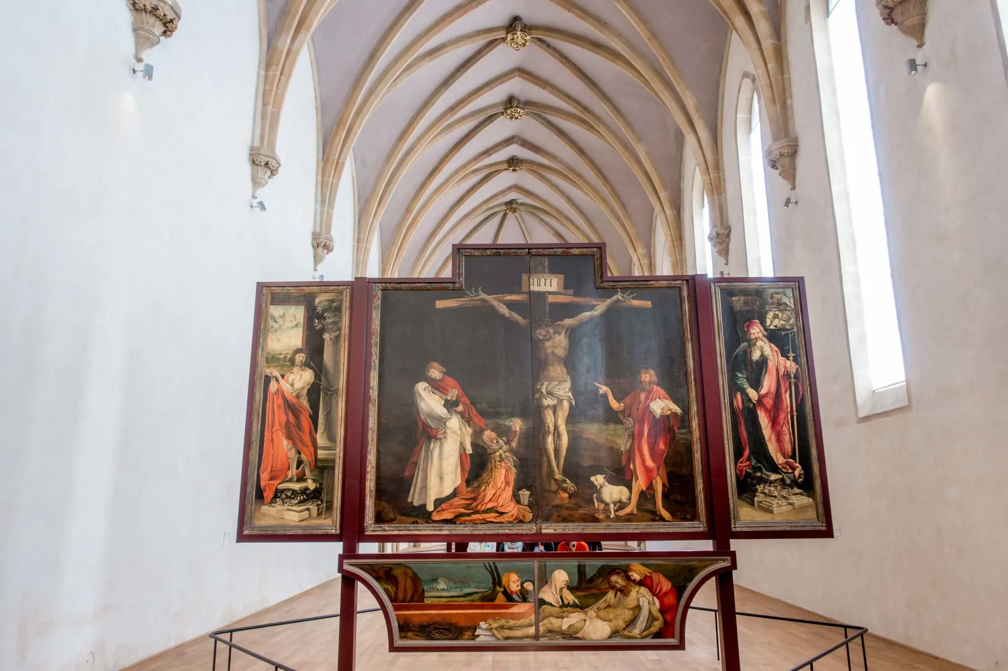 Painting of Jesus being crucified on display at the Unterlinden Museum