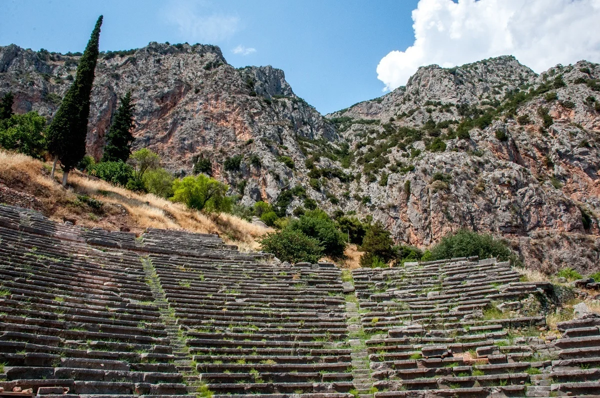 The Delphi Amphitheater with Mount Parnassus in the background