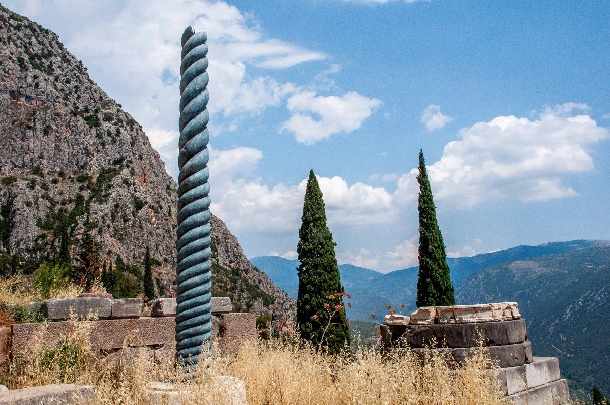 The recreation of the Serpent Column at the Sanctuary of Apollo Delphi