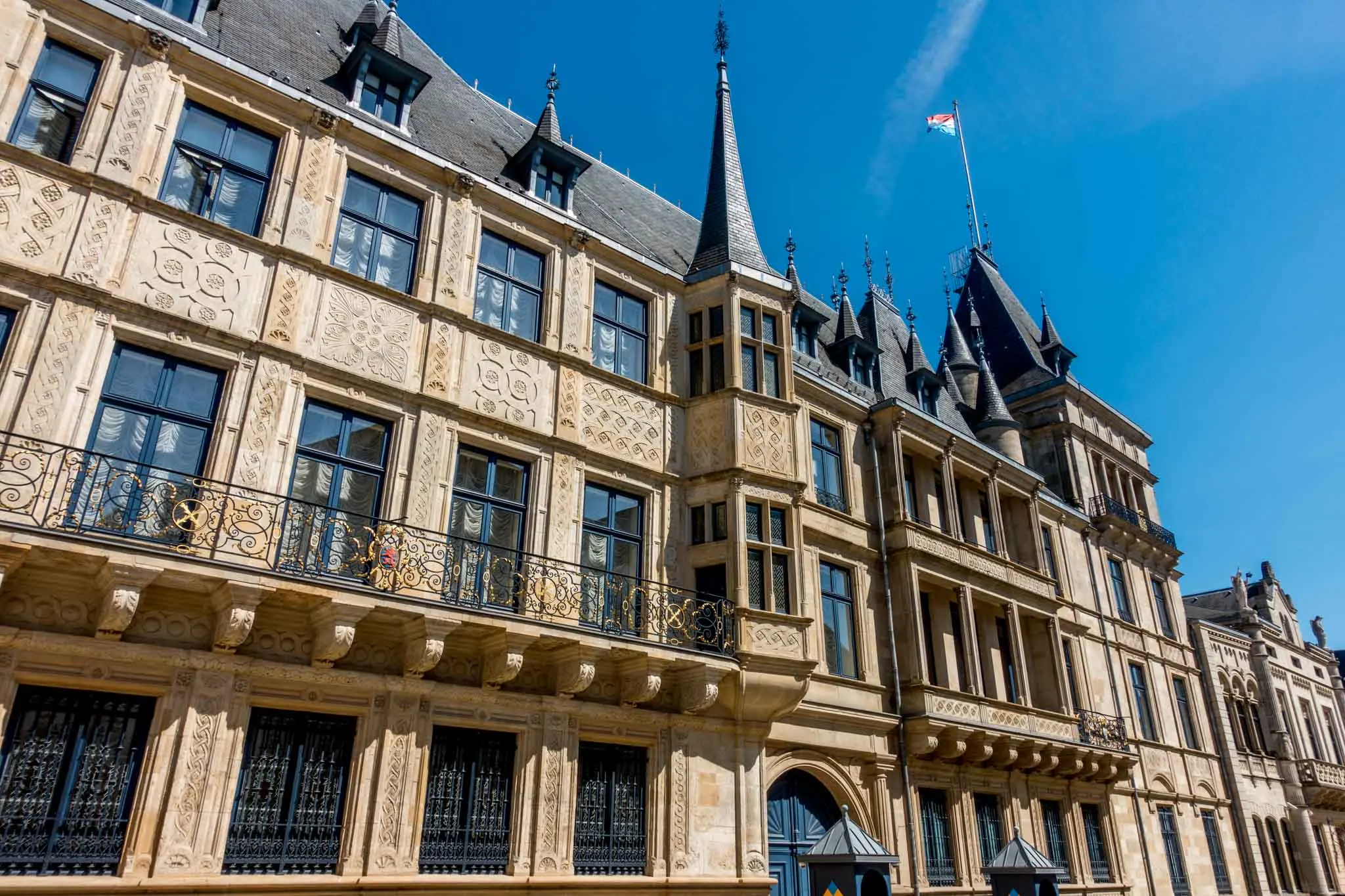 Yellow building with turrets, the Grand Duchal Palace