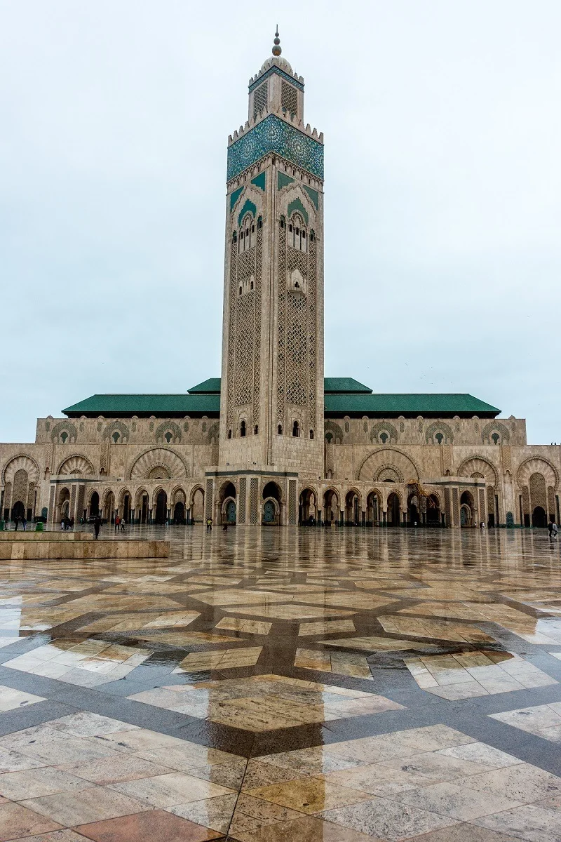 Green minaret of Hassan II Mosque in Casablanca