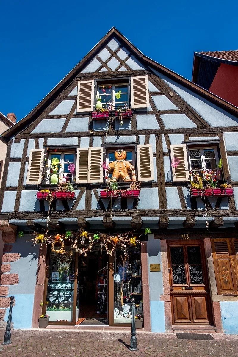 Building in Kaysersberg France decorated like a gingerbread house