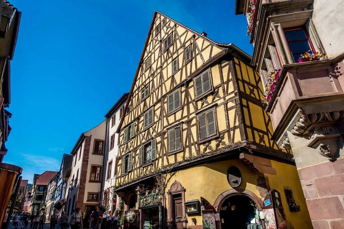 Large, yellow mansion in Alsace