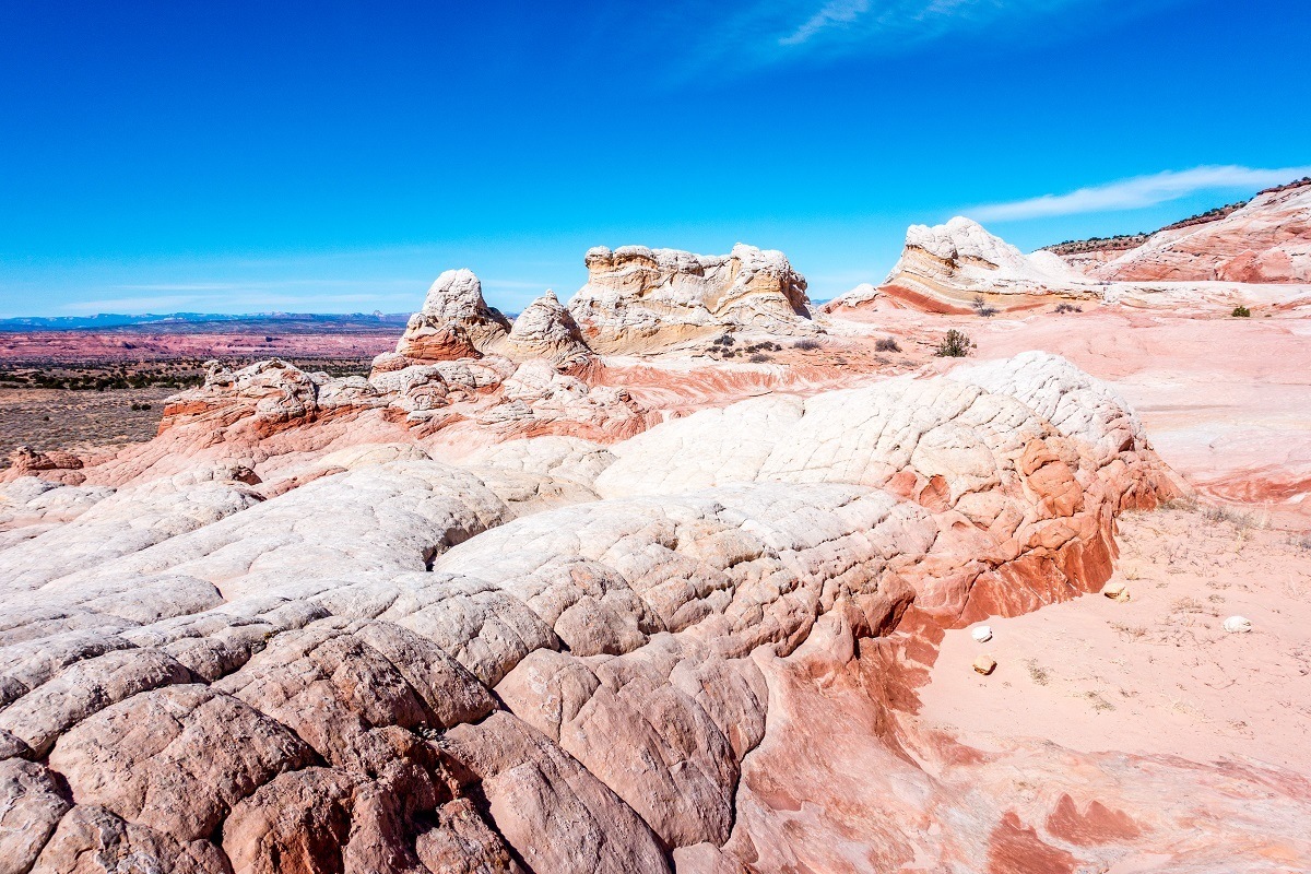 The white and pink rock formations at White Pocket