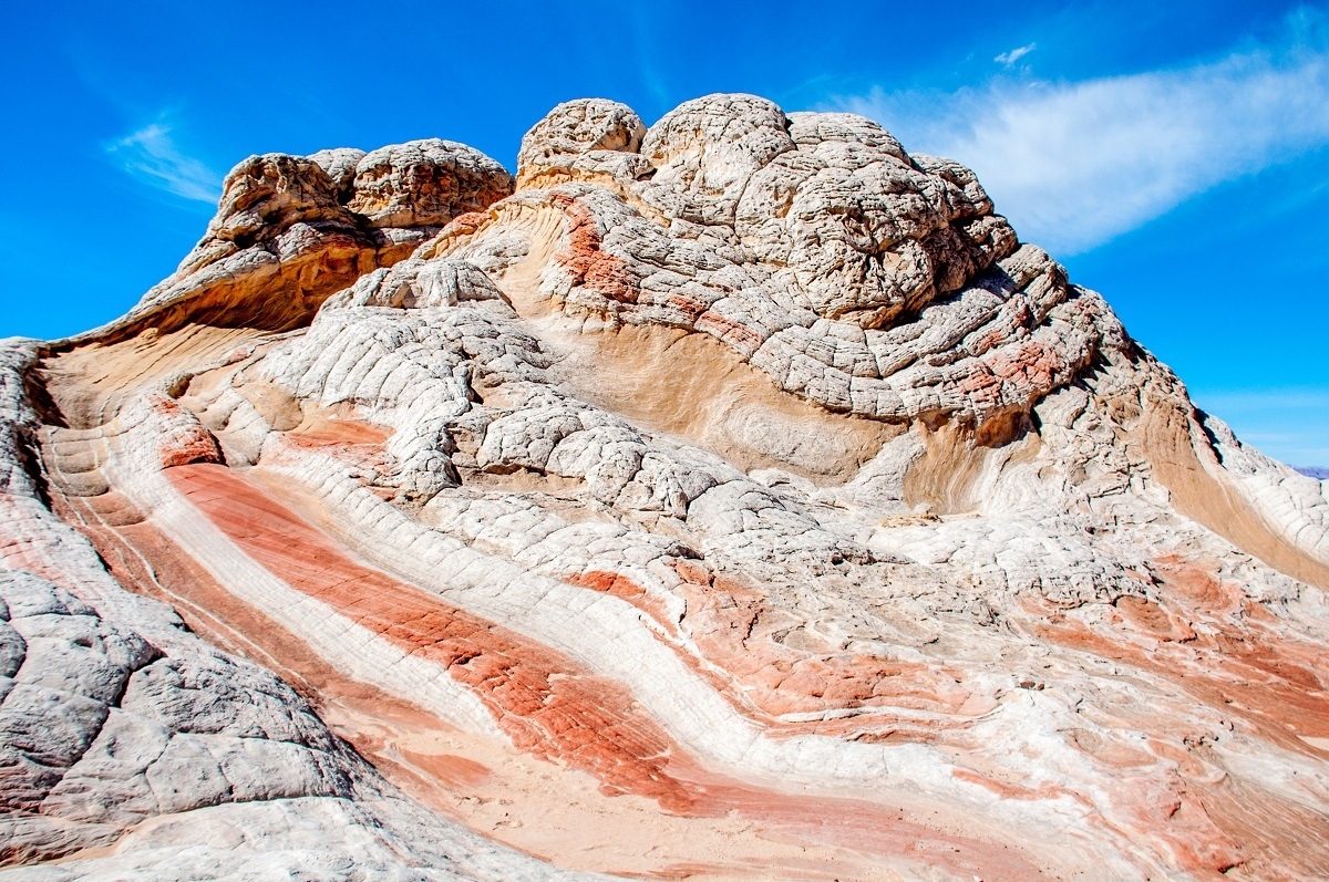 Red, yellow, orange and white rock formation