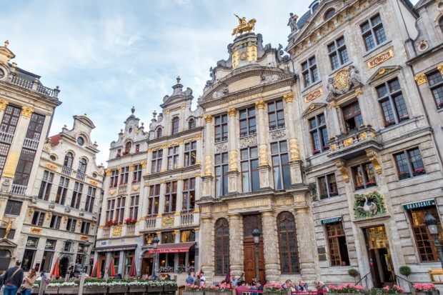Ornate merchant houses in Brussels city center