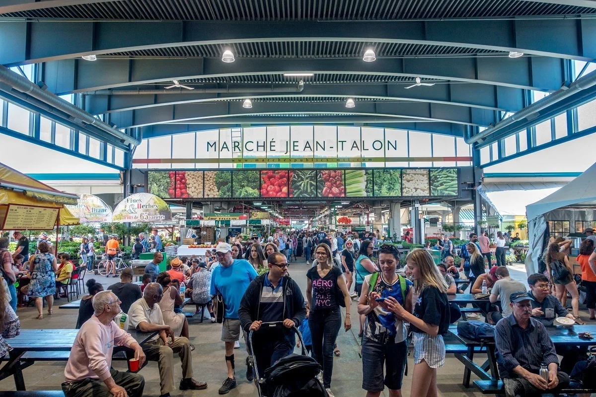 People shopping at Jean-Talon Market