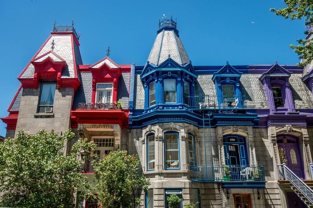 Brightly-painted Victorian buildings 