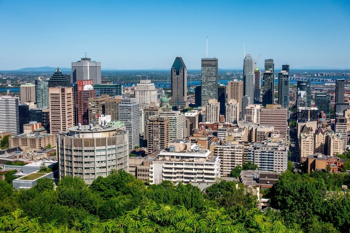 View of downtown Montreal skyline with skyscrapers