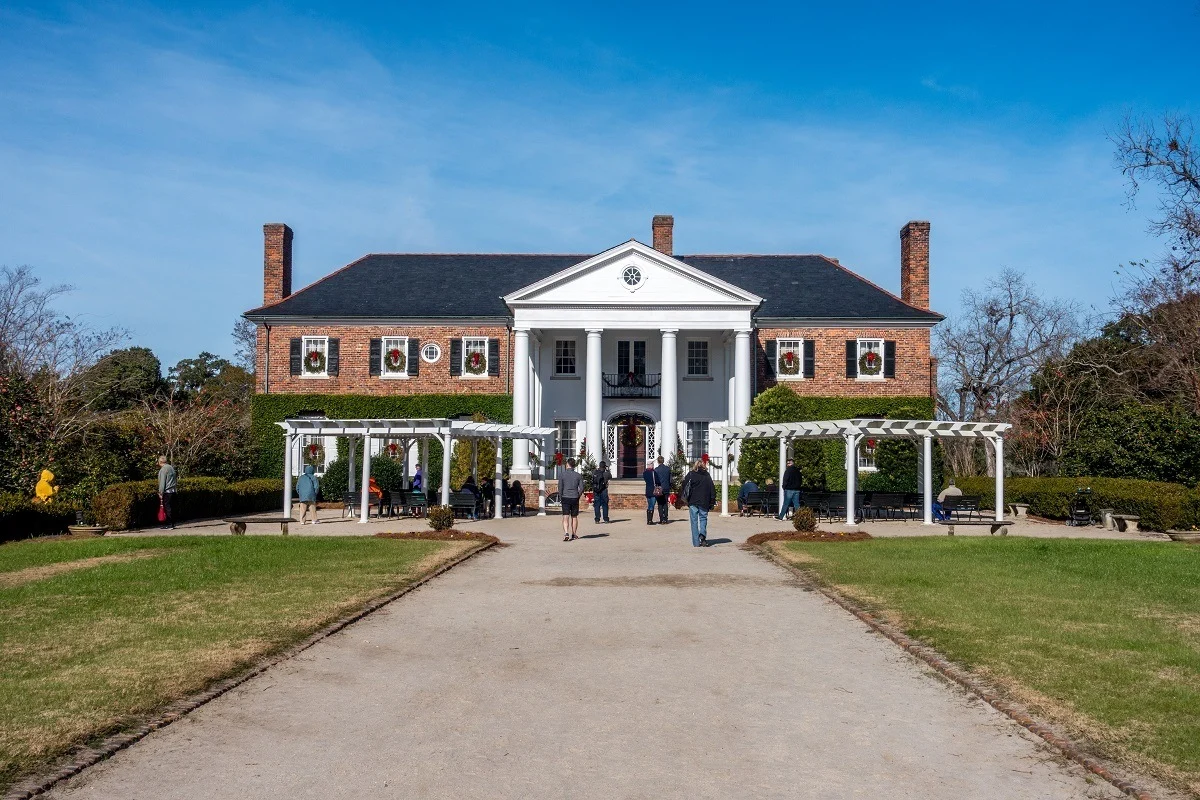 Mansion down long walkway at Boone Hall Plantation in Charleston SC