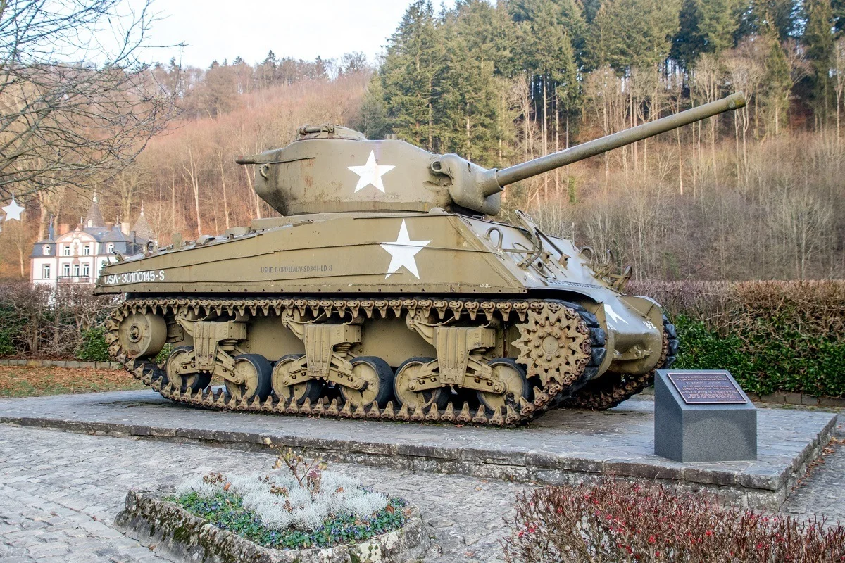Green Sherman tank from the Battle of the Bulge