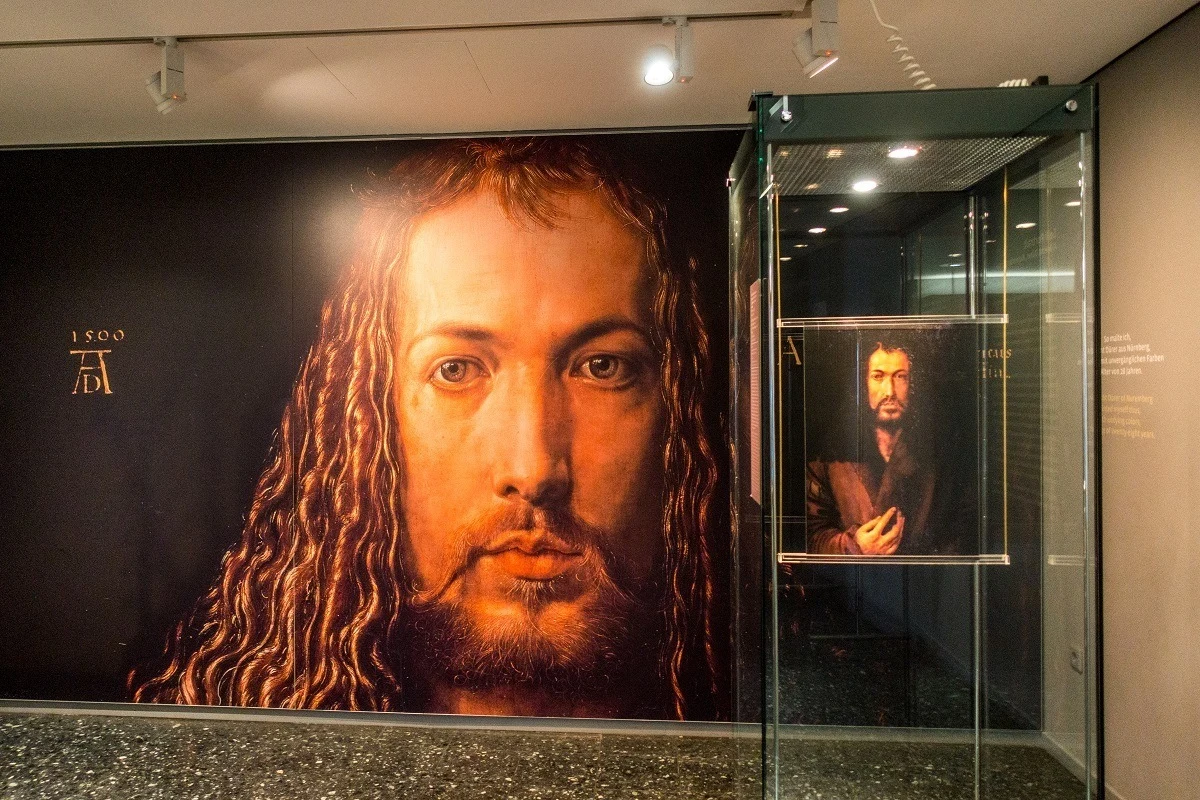 Wall-sized self-portrait of man in the Albrecht Durer House