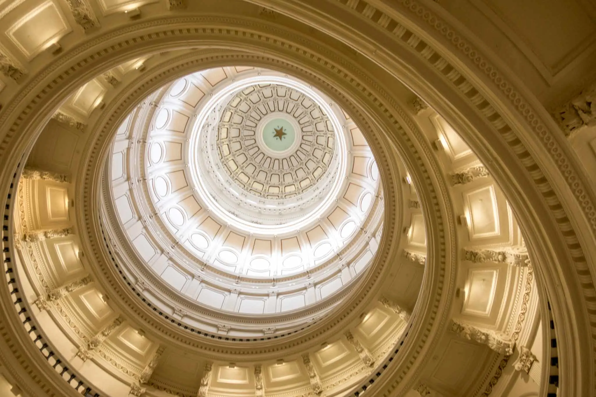 Circular pattern inside the dome of the Texas State Capitol building in Austin TX