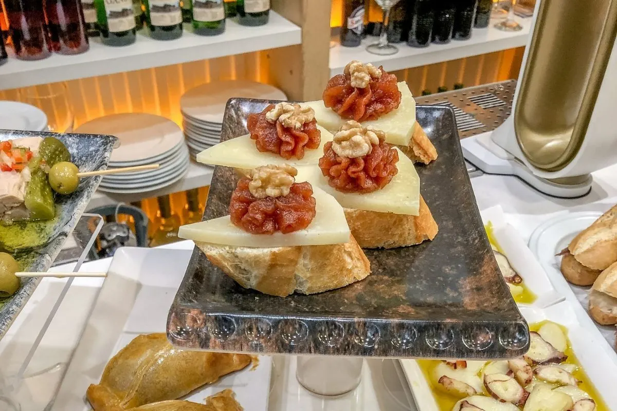 Idiazabal cheese served with quince paste and walnuts