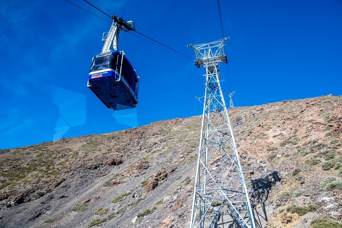 Mount Teide Cable Cars passing each other