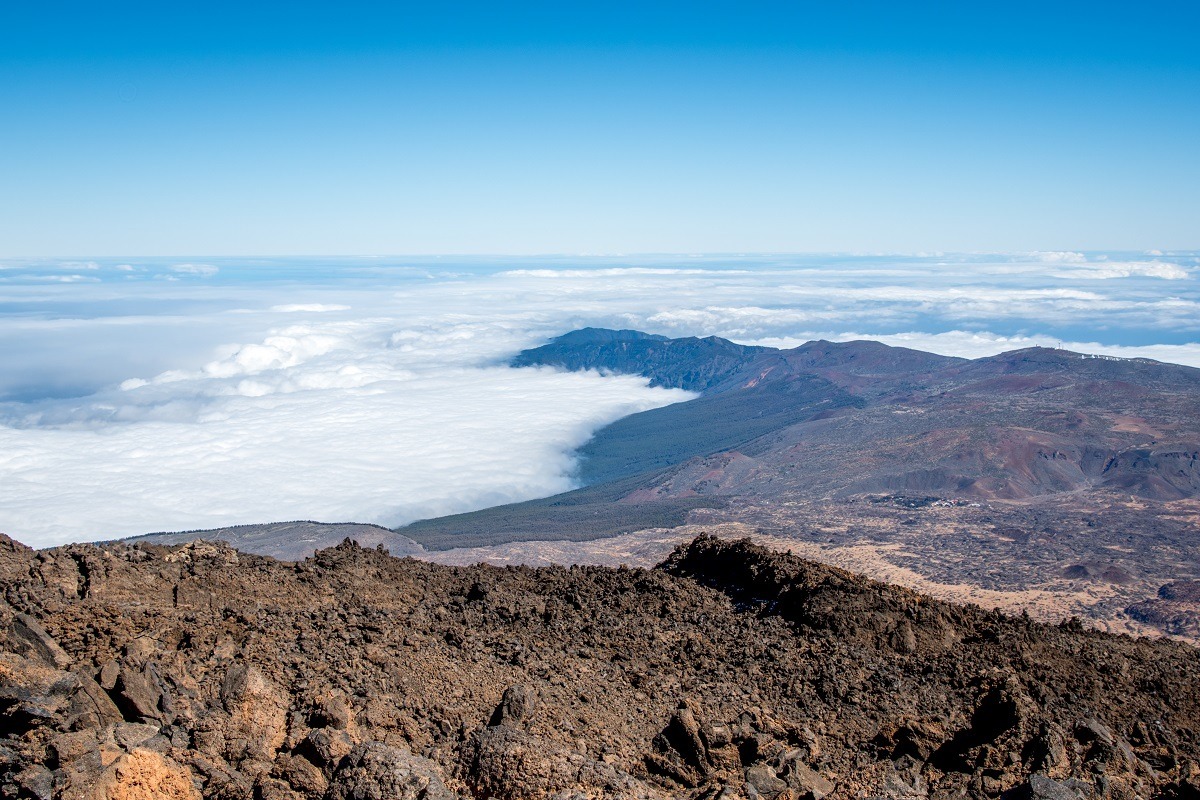 View of Northern Tenerife, which is covered in clouds
