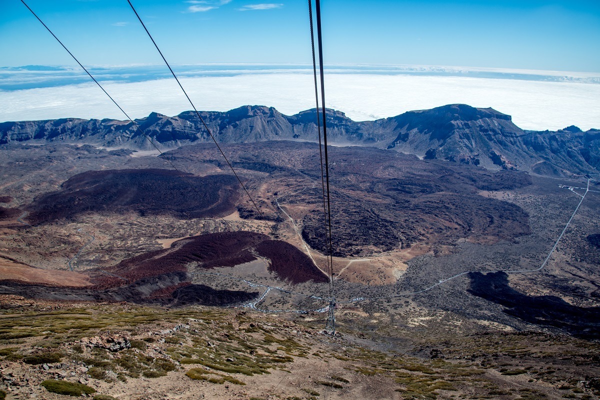 The view of the caldera and Mount Teide National Park from the cable car