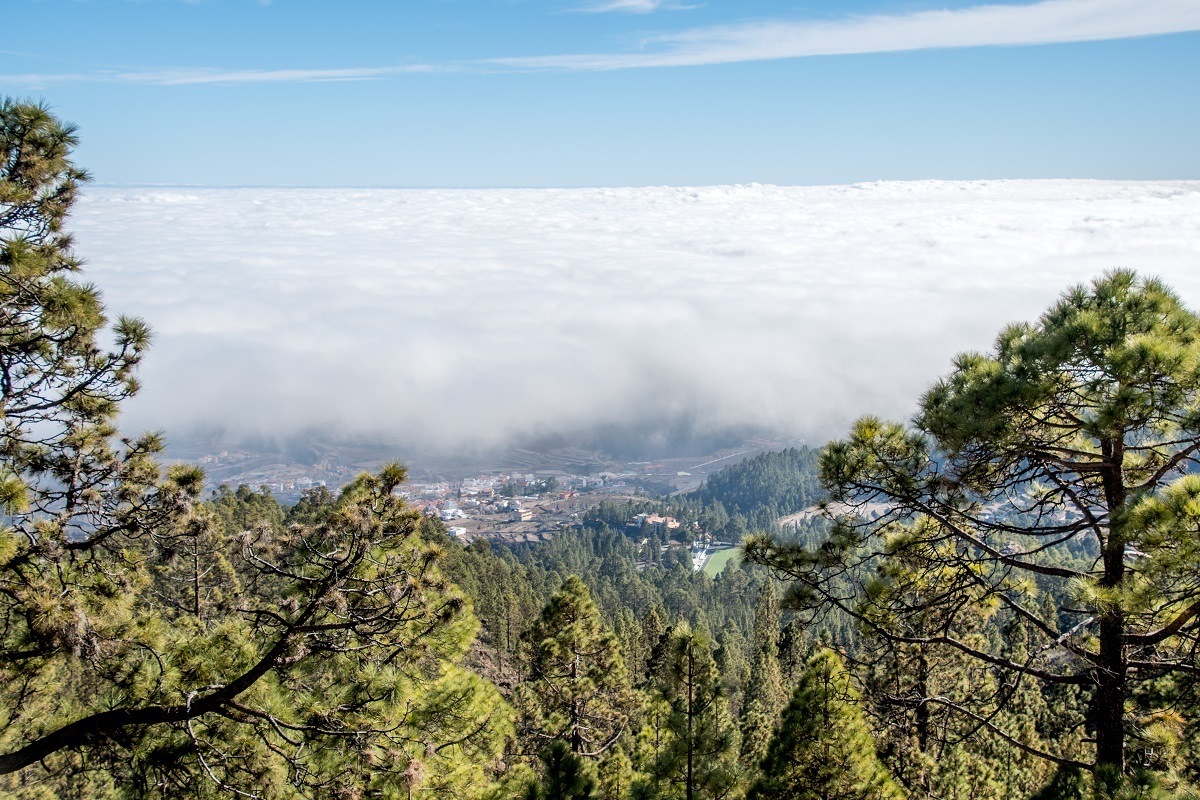 Vilaflor Tenerife as seen from Mt Teide above the clouds