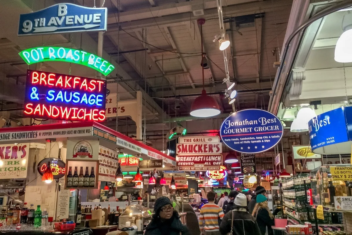 Food vendors and signage for the businesses