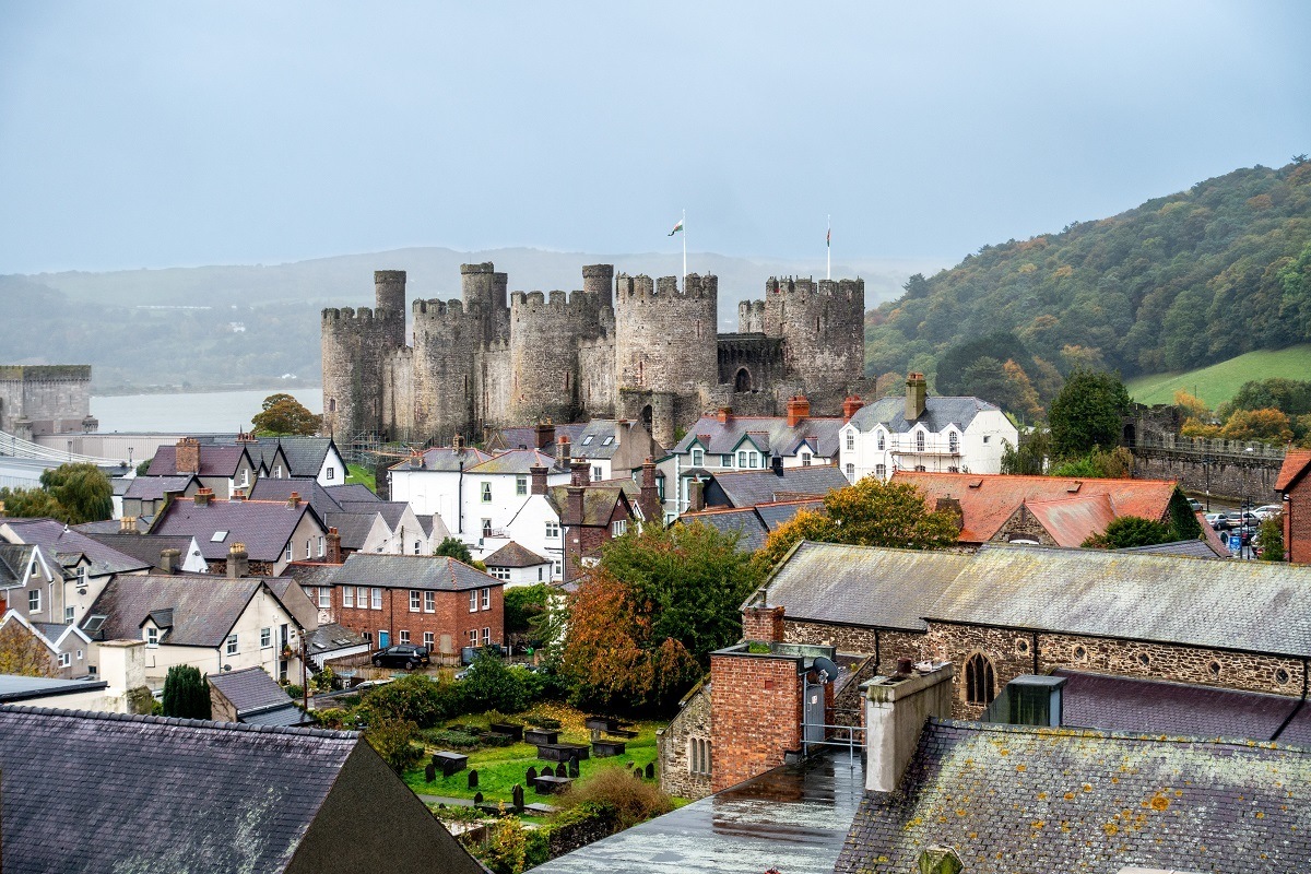 Medieval Conwy Castle above the town, one of the best places to visit in Wales
