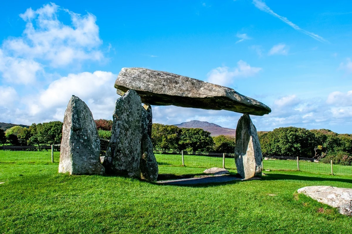 Stones mark the Pentre Ifran burial chamber