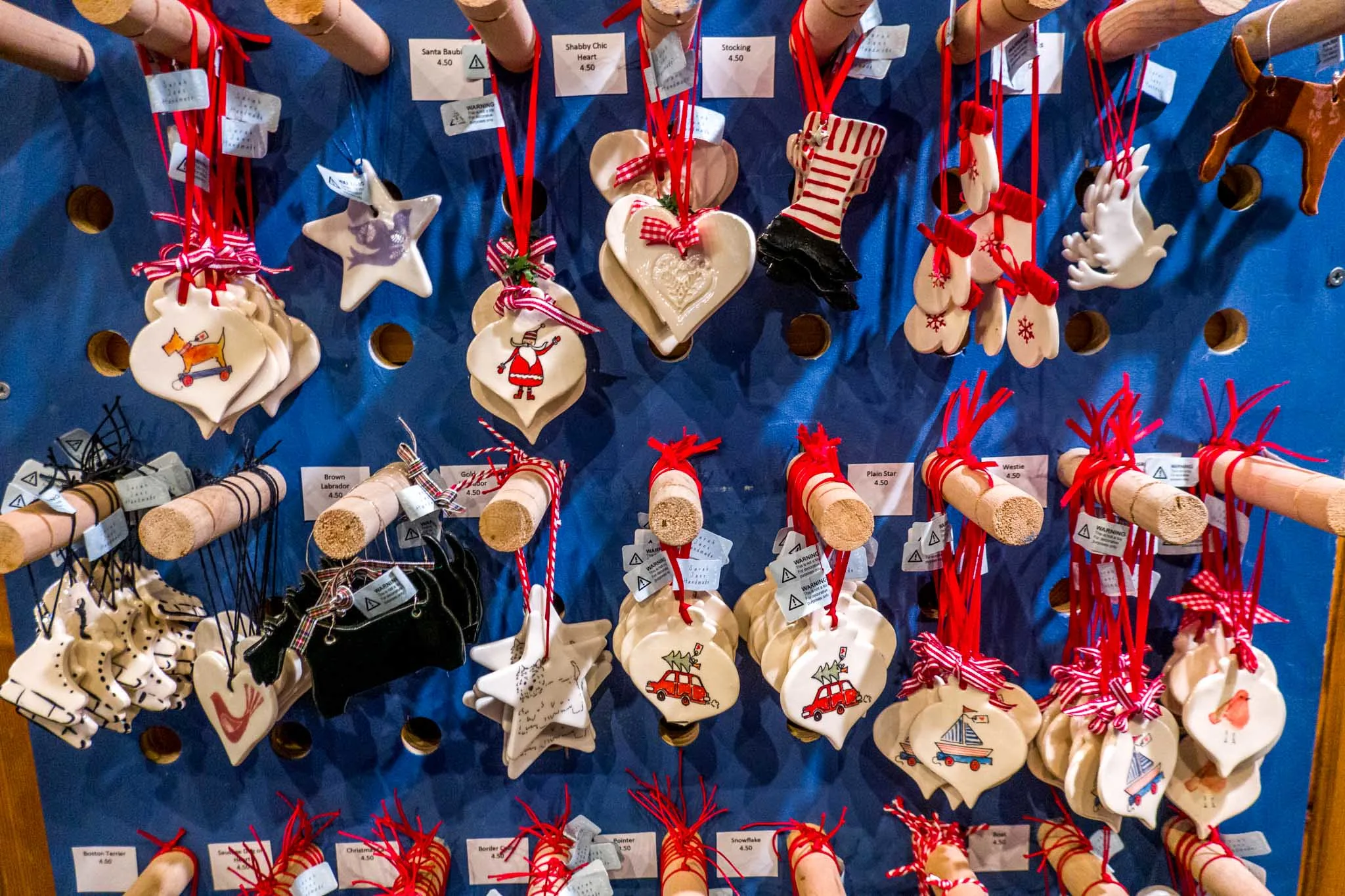 Handmade ornaments for sale at the market