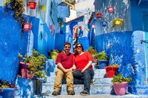 Lance and Laura, Travel Addicts, in Chefchaouen, Morocco