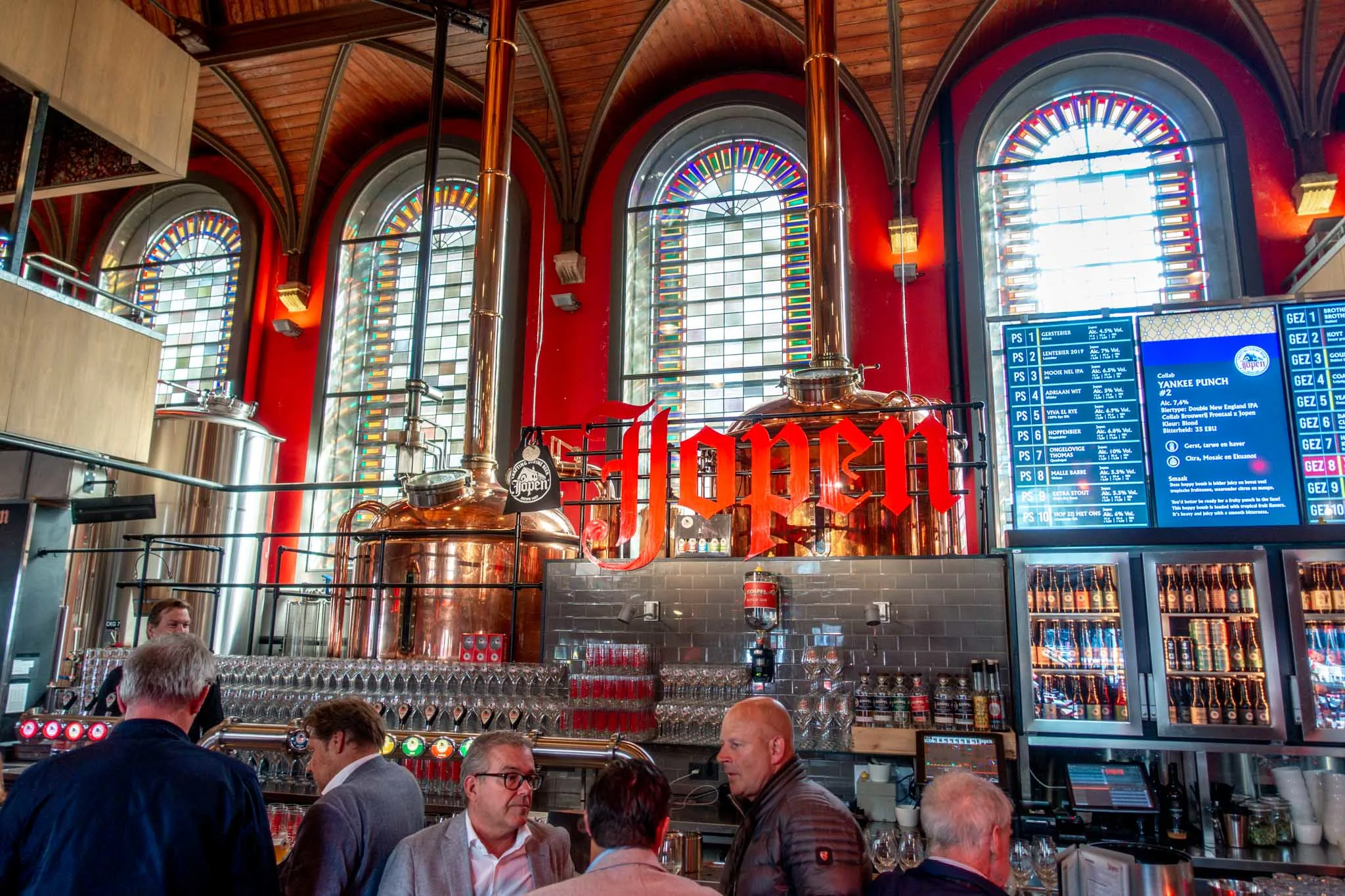 Bar inside a former church transformed into a brewery