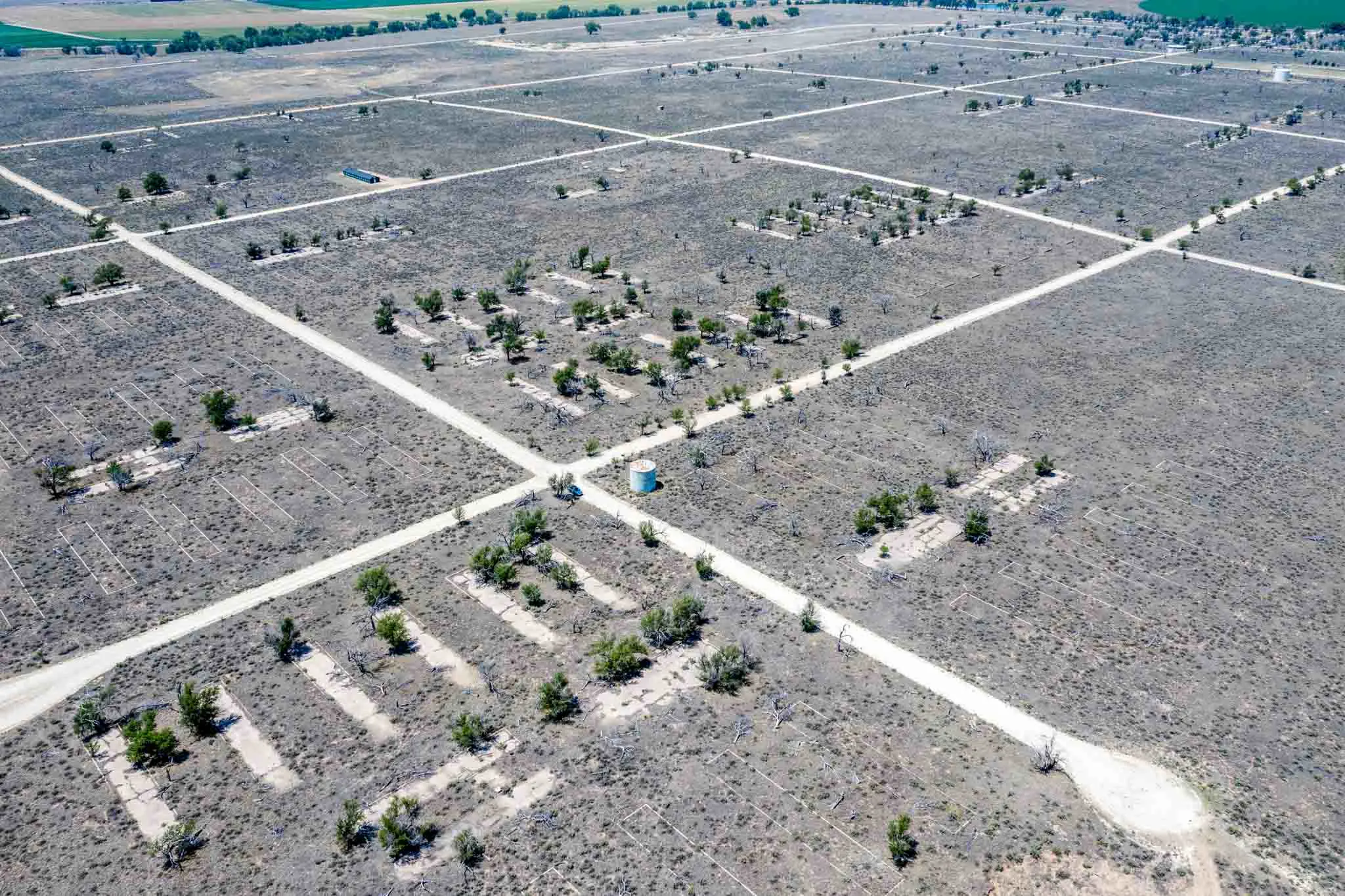 Aerial view of the remains of the Granada War Relocation Center