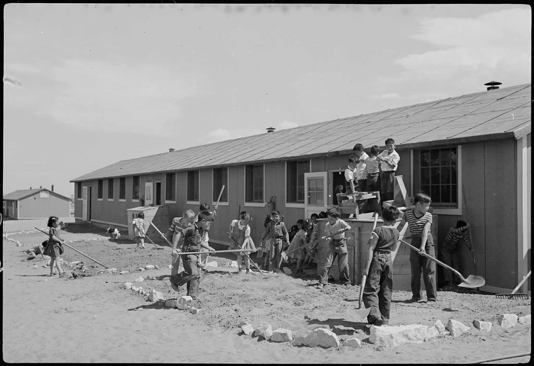 Young children working in the World War II Japanese internment camps