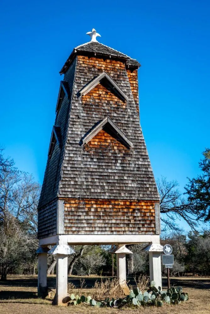 Wooden-shingled bat roost tower