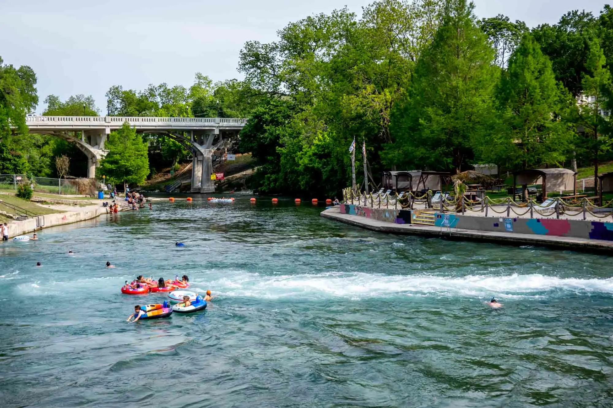 People in inner tubes in a river