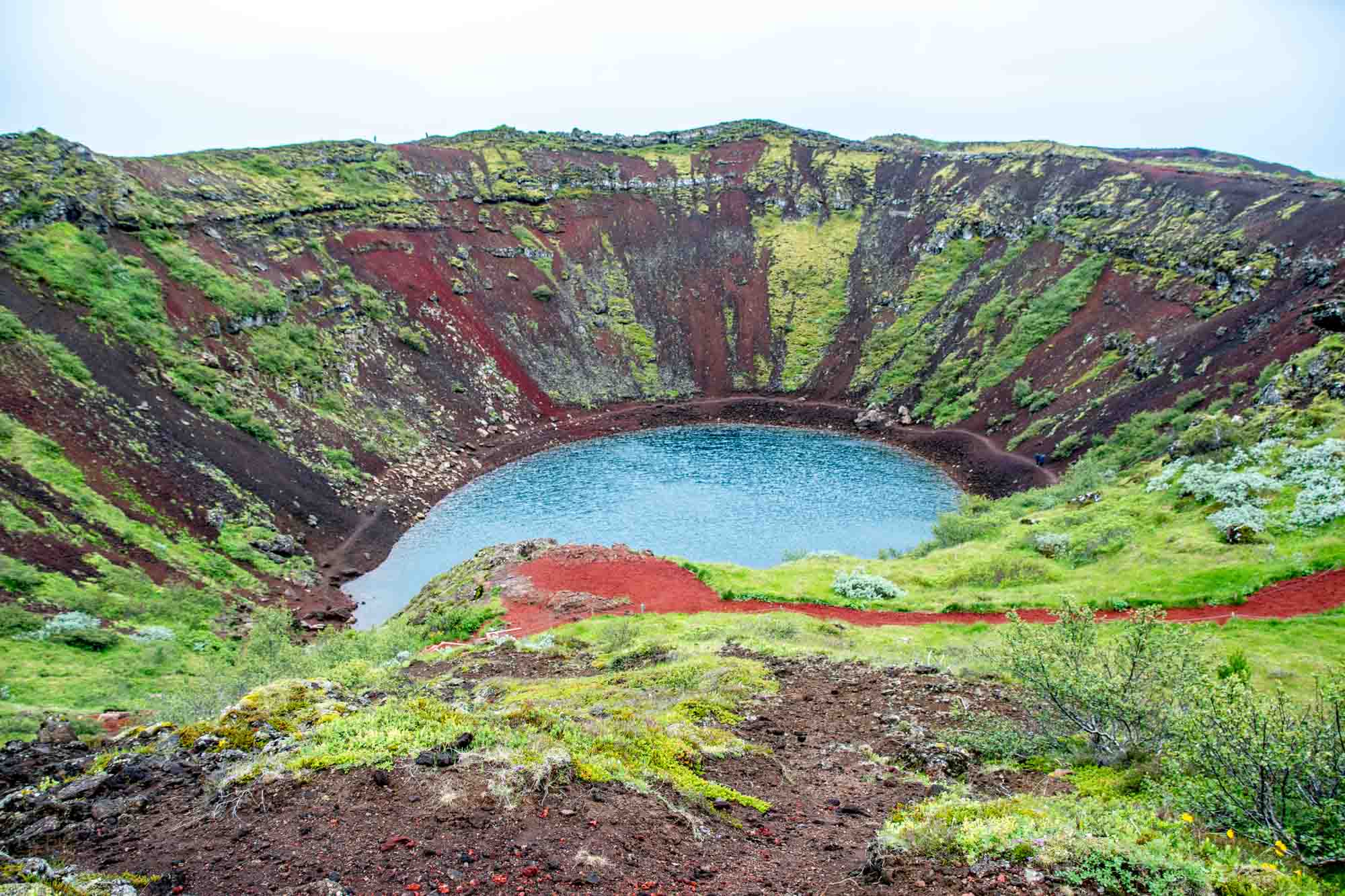 Blue lake in a volcano crater