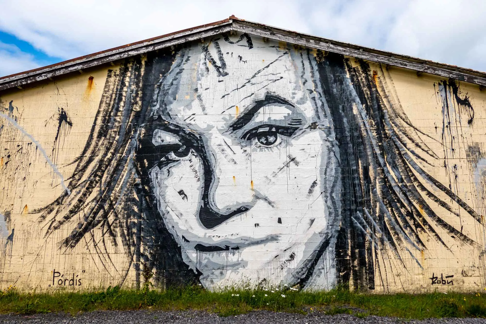 Street art mural of woman