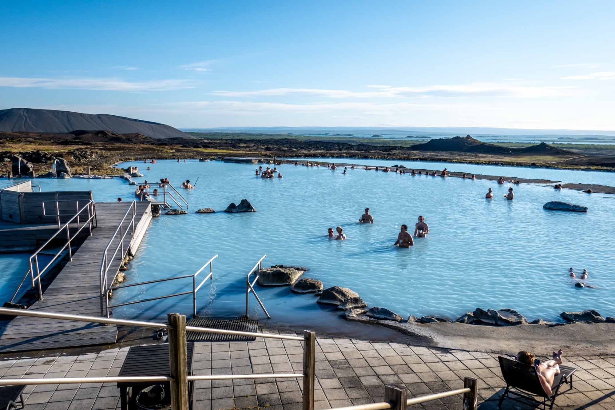 People in the blue thermal waters of the Myvatn Nature Baths