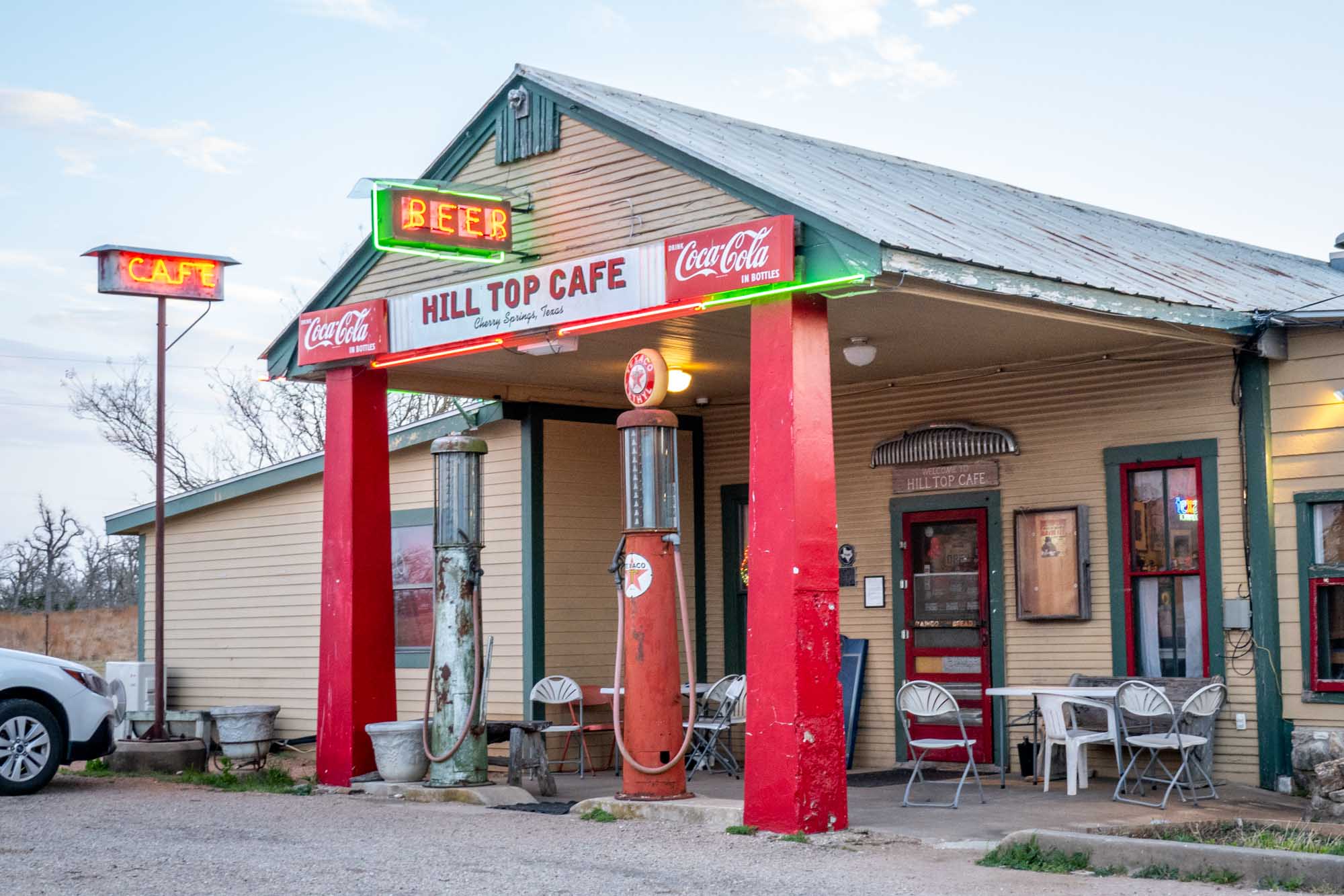 Hill Top Cafe exterior gas pump