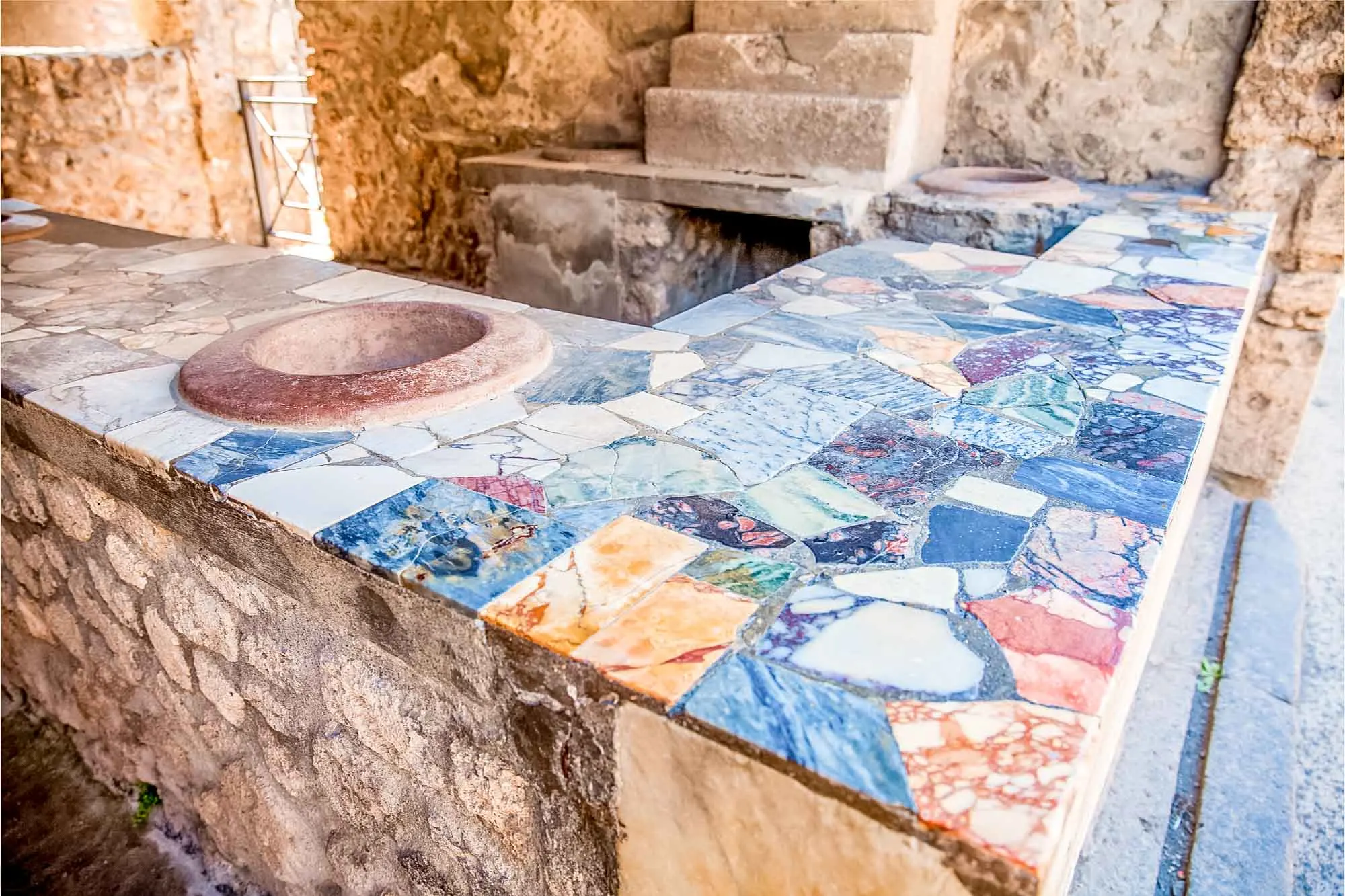 Tilework in the ruins of Pompeii