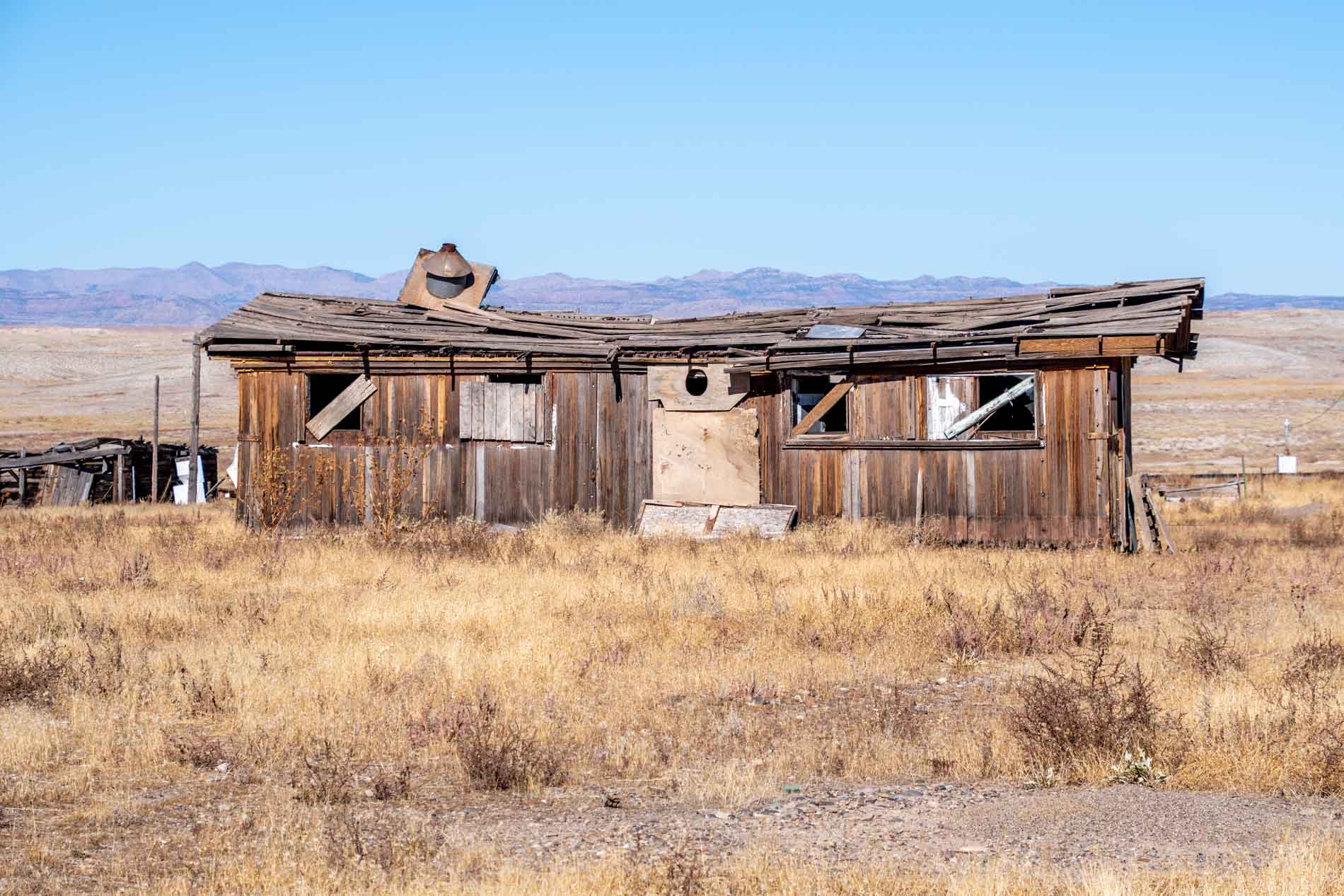 Abandoned building falling apart in ghost town of Cisco, Utah