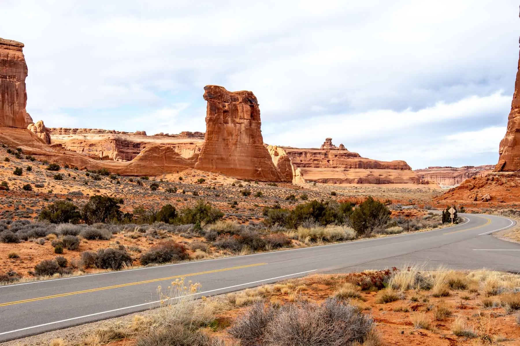 Road through sandstone rock formations
