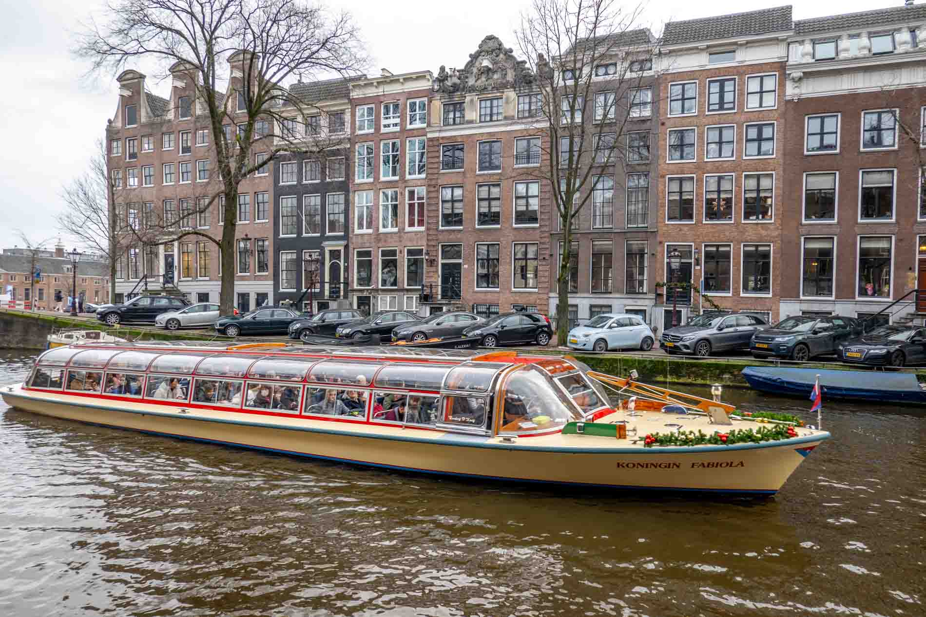 Canal cruise boat on the water.