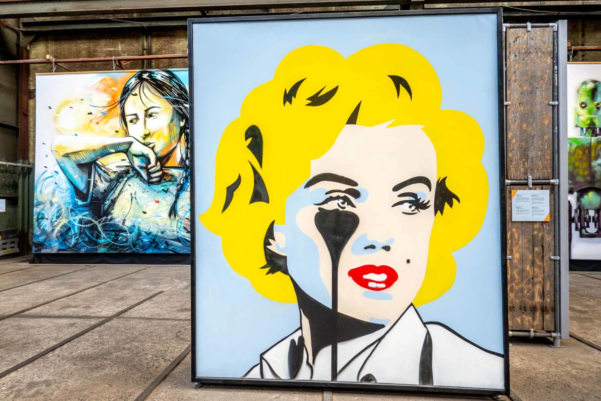 A Warhol-esque painting of Marilyn Monroe crying
