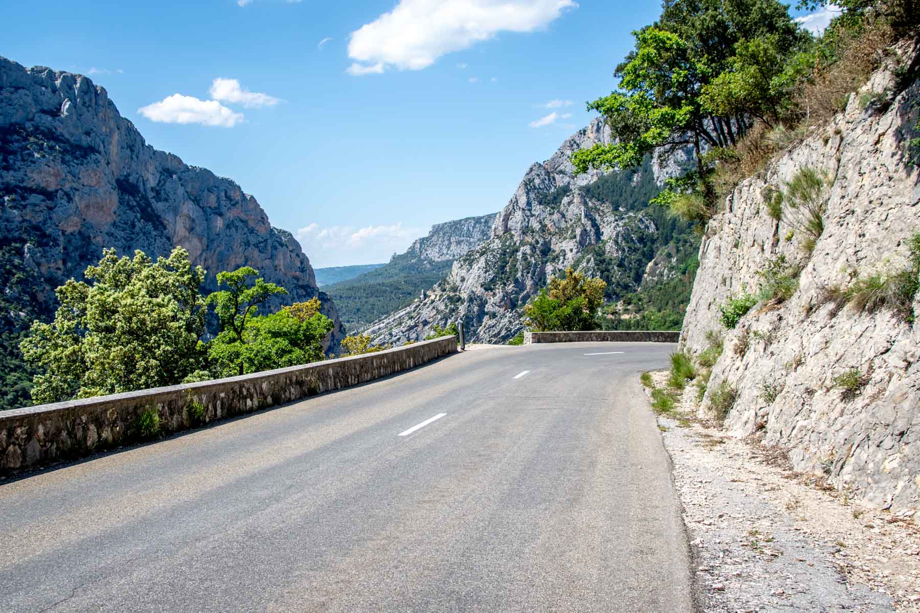 A two-land road along a gorge in France