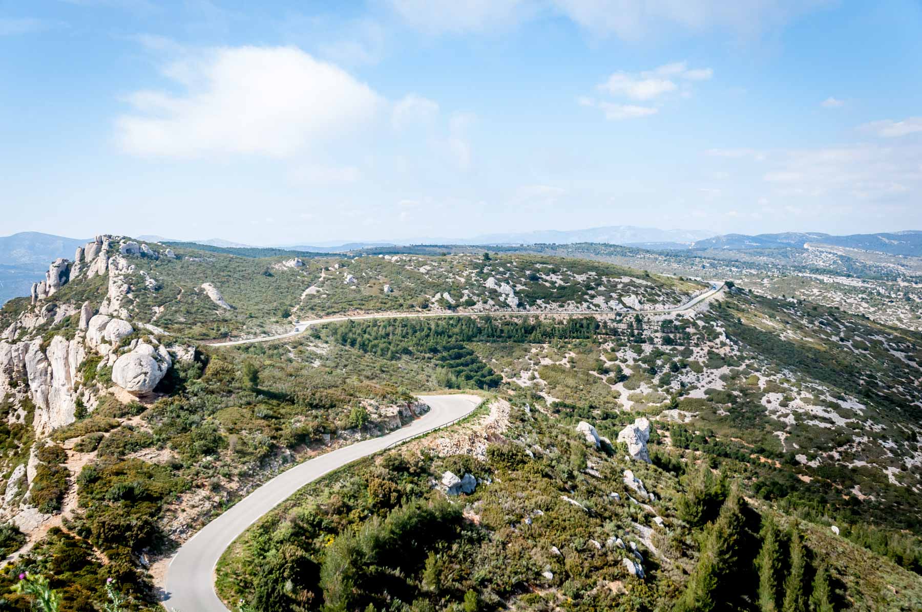 Winding road along a mountainside