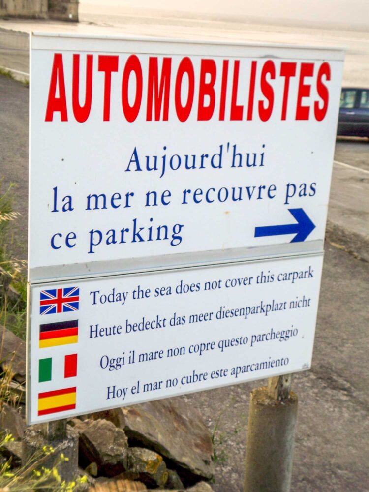 Parking lot sign at Mont St Michel