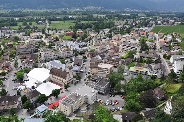 Overlooking buildings in the city of Vaduz, Liechtenstein