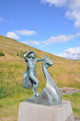 Metal statue at Eiriksstadir, Iceland of Erik the Red