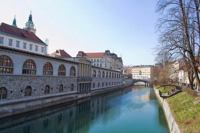 Central Market and river in Ljubljana